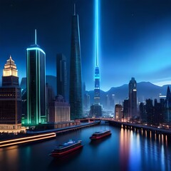 Fototapeta premium skyline city at night