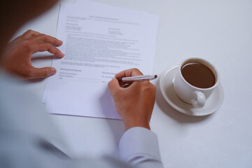 Man Signing Contract, Employment Agreement or Company Decision Concept
