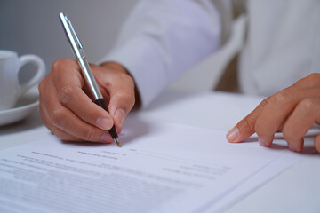 Man Signing Contract, Employment Agreement or Company Decision Concept
