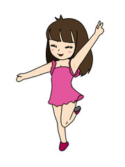happy girl with pink dress 