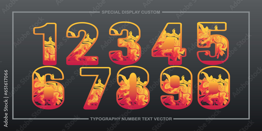 Poster assorted digital custom vector numbers. minimum. color gradation. dark. banner network. 3d effect. d