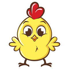Obraz premium cute cartoon illustration of adorable standing chick character