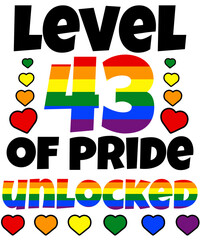 Level 43 of Pride Unlocked Rainbow LGBT 43rd Birthday