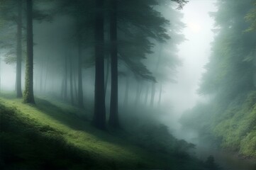 Fototapeta premium misty morning in the forest