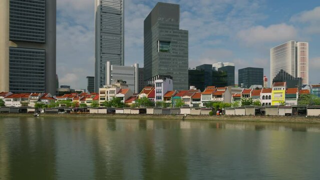 Boat Quay restaurants on Singapore river, central business district