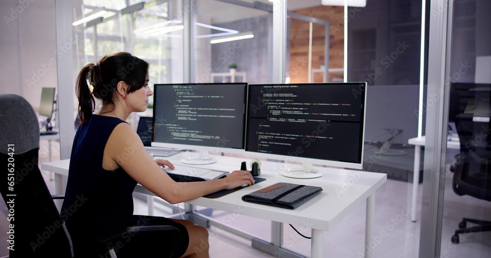 Aufkleber Programmer Woman Coding