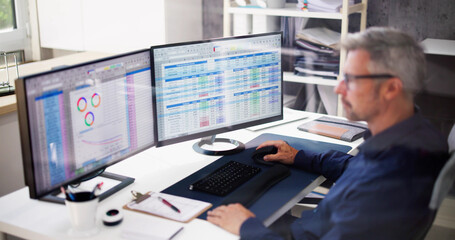 Accountant Using Online Spreadsheet