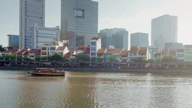 Boat Quay restaurants on Singapore river, central business district