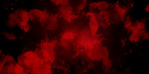 Red wall grunge texture hand painted watercolor horror texture background. red splatter and black watercolor background abstract texture with color splash design.