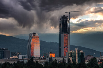 Sky fort, City ​​of coal and smoke, global warming, Sofia, Bulgariq capital. 
