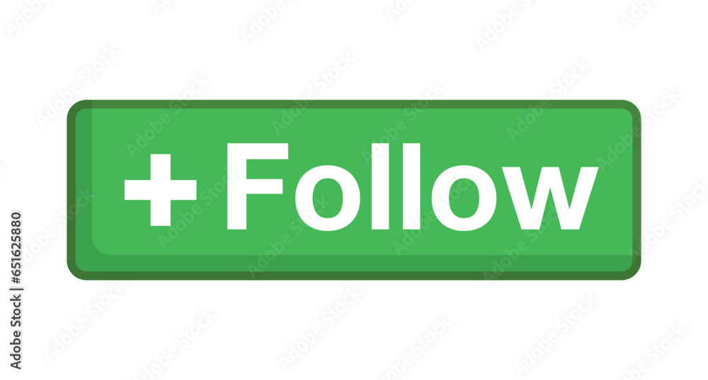 Poster flat design green follow button. vector.