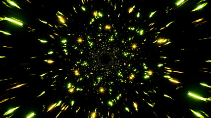 Explosive Yellow and Green Sparks Particles Overlay Background