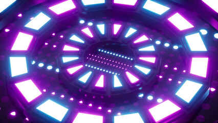Glowing Neon Lamps Stage Structure VJ Visual 3d rendering