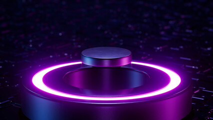 Glow neon light superconductor 3d rendering