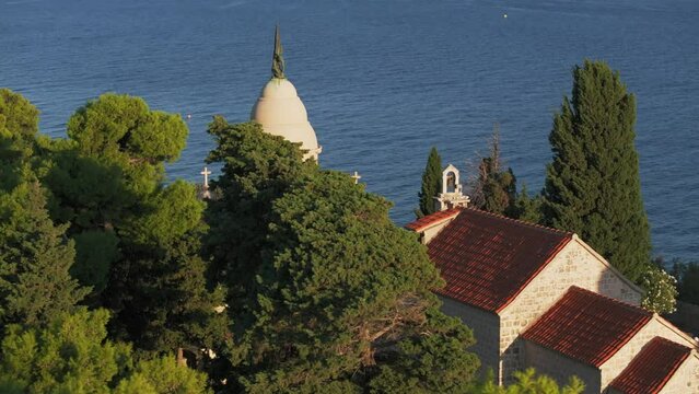Aerial photo of Supetar town on Brac Island, Croatia