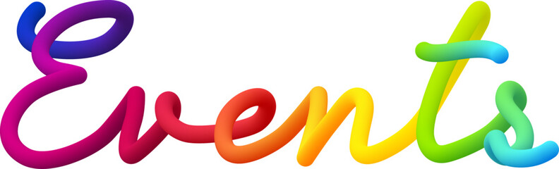 Events fluid 3d twist text made of blended colorful circles.