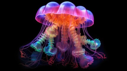 Explore the Ocean's Depths with Mesmerizing Jellyfish in Vibrant Neon Colors