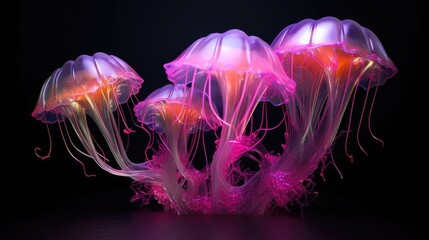 Explore the Ocean's Depths with Mesmerizing Jellyfish in Vibrant Neon Colors