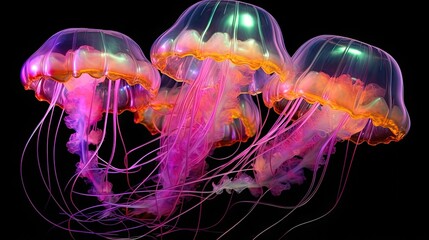 Explore the Ocean's Depths with Mesmerizing Jellyfish in Vibrant Neon Colors