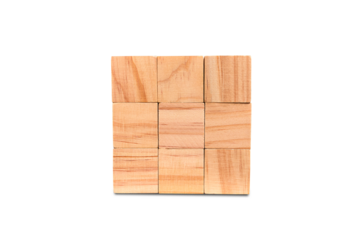 Geometric wooden shapes cube lined up for concept design. Educational games. Isolated on white background. PNG