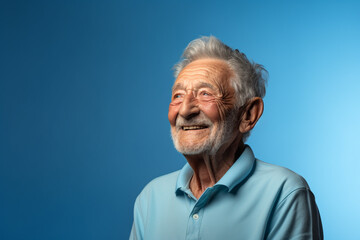 elderly man smile happily on bokeh style background