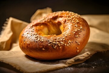 Freshly baked bagel food photography, product shoot for cook book, Christmas themed decorations, High resolution