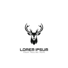 deer with horns minimal logo silhouette vector icon isolated