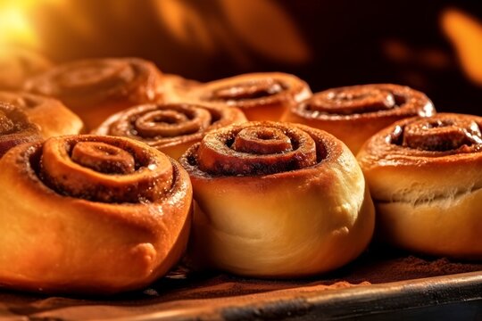Freshly baked Cinnamon rolls food photography, product shoot for cook book, Christmas themed decorations, High resolution 