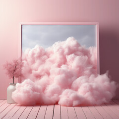 pink fluffy clouds in a frame