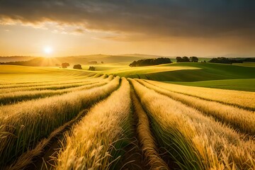 Fototapeta na wymiar Golden wheat field, wheat field
