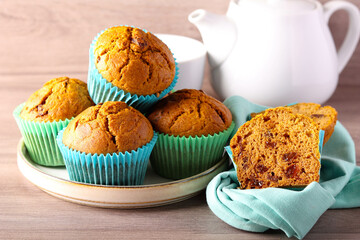 Pumpkin muffins with raisin