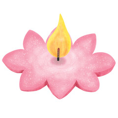 pink candle with flower