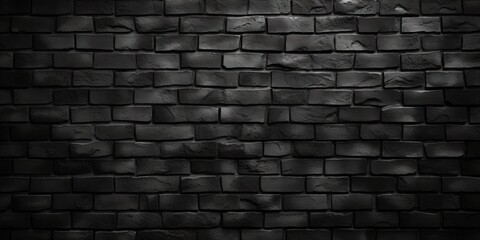 Elegant contrast. Striking black brick wall with vintage grunge texture. Urban aesthetics. Textured timelessness. Weathered beauty of old walls