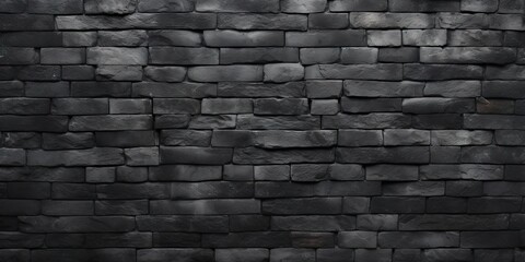Obraz premium Elegant contrast. Striking black brick wall with vintage grunge texture. Urban aesthetics. Textured timelessness. Weathered beauty of old walls