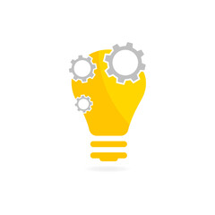 light bulb with gear icon design