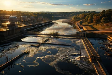 Foto op Canvas wastewater treatment plant or sewage purification, pollution concept © Dionisio
