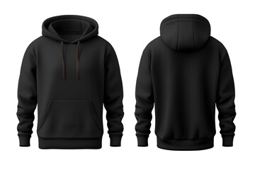 Front and back black hoodie png mockup