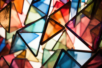 Colorful stained glass window abstract background - obrazy, fototapety, plakaty