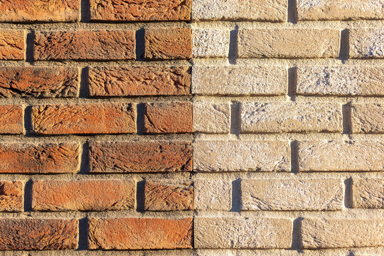 Brick Pattern Divided In Half Into Beige And Brick Color