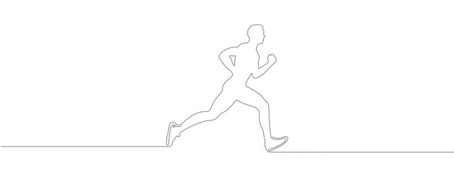 continuous line drawing of male running atlhete. Vector illustration