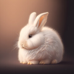 Cute white fluffy  baby bunny isolated