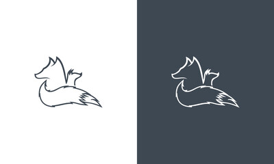 wolf line style vector logo design