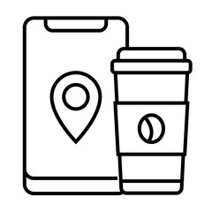 Phone location cup icon - Coffee Shop Linear
