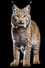 Red lynx isolated on a black background