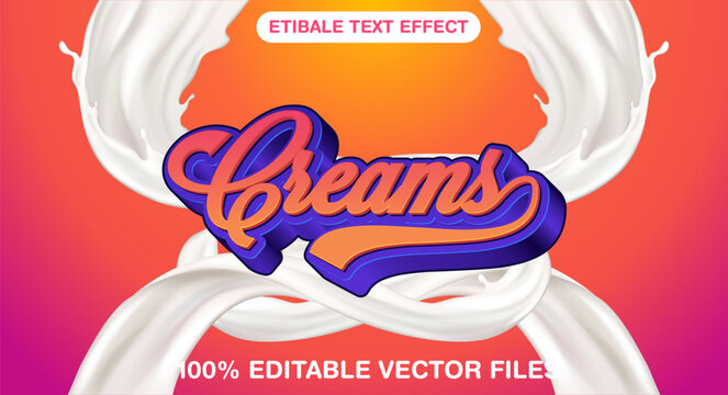 3d creams editable text effect with attractive background