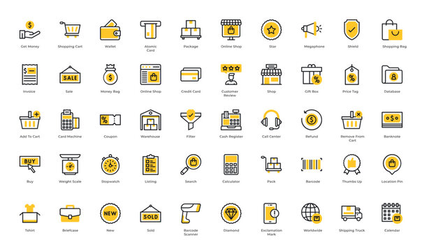 Ecommerce icon set. Containing order tracking, delivery home, warehouse, courier and cargo icons. Shipping symbol. Solid icons vector	