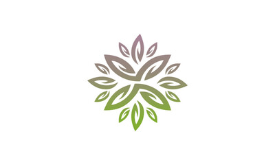 mandala leaf style line vector logo design