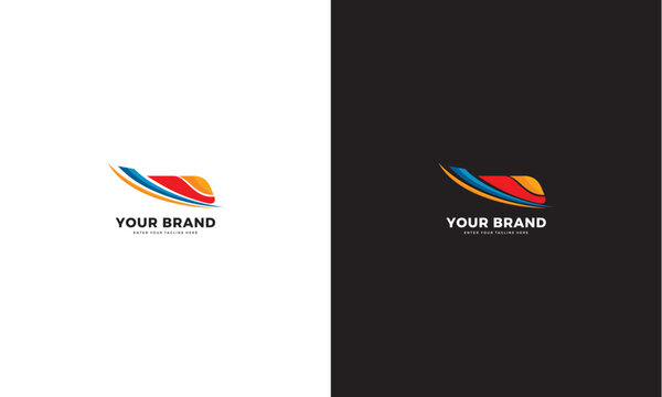 Super fast train logo, vector graphic design