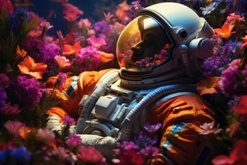 astronaut flowers space