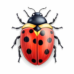 Ladybug, top view, white background